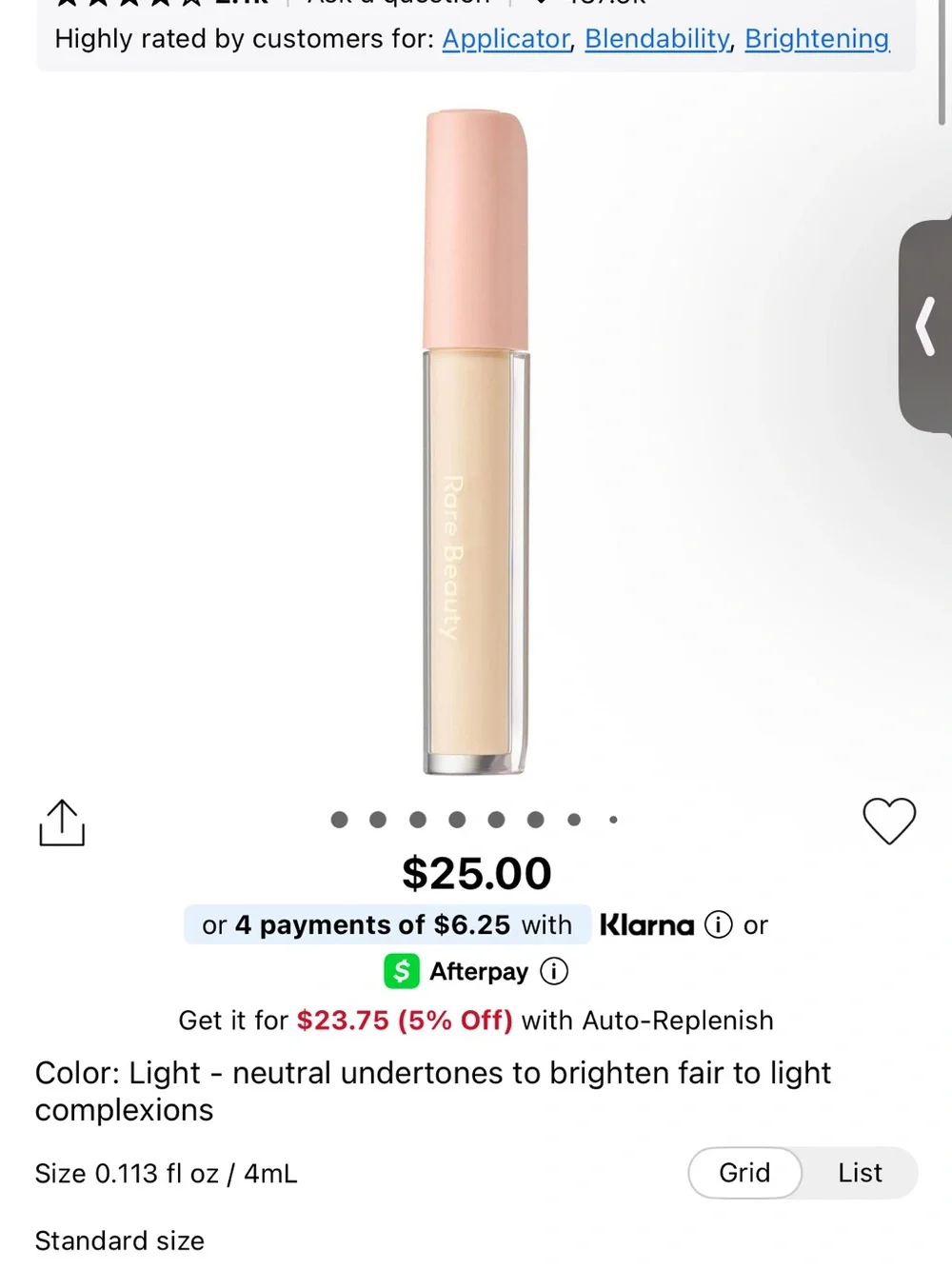 Rare Beauty Positive Light Under Eye Brightener in the shade Light (#36)